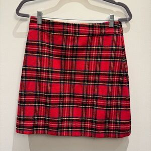NWT- J.Crew Red Plaid Wool Festive Holiday Mini Skirt Size 4 Women’s